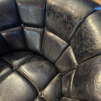 Black Faux Leather Barrel Chair (BD-JS)
