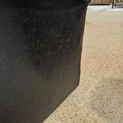 Black Faux Leather Barrel Chair (BD-JS)