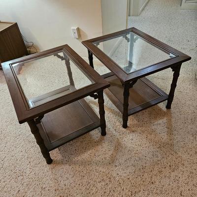 Pair of Glass Top Coffee Tables (BD-JS)
