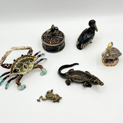 Louisiana Themed Jeweled Trinket Boxes ~ Set Of Six (6)