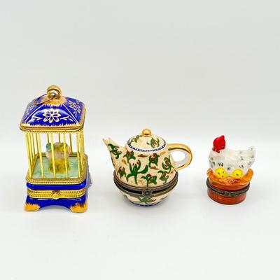 Variety Of Porcelain Trinket Boxes ~ Set Of Nine (9)