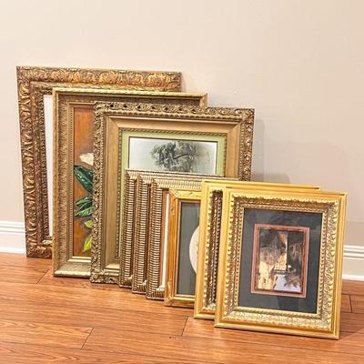 Lot Of 9 Assorted Beautiful Gold Frames
