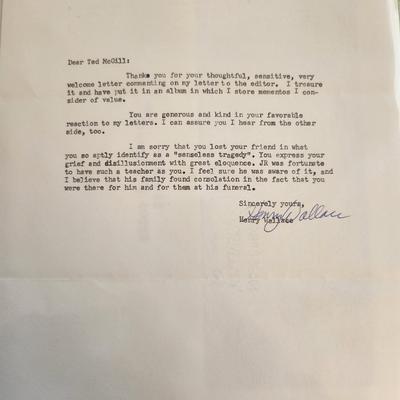 Signed Letter From Henry Wallace