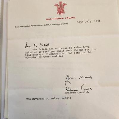Letter from the Prince of Wales at Buckingham Palace