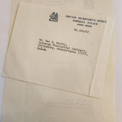 Autograph from Haile Selassie I and Letter with Envelope
