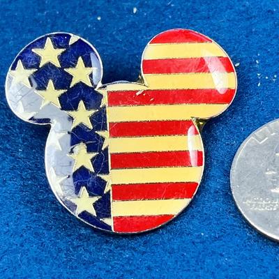 ENAMELED MICKEY MOUSE SHAPED U.S. FLAG PIN, 9-11 REMEMBRANCE