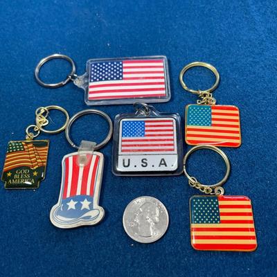 GROUP OF 6 ASSORTED U.S. FLAG KEY CHAINS