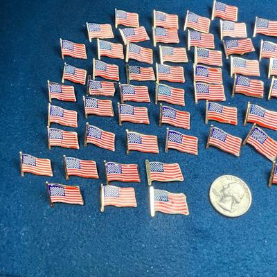 OVER 50 SMALL U.S. FLAG APPLIQUED PINS 