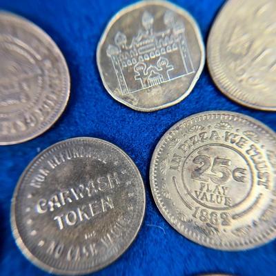 GROUP OF 33 ASSORTED TOKENS:  CAR WASH, CHUCK E. CHEESE, 49TH ST. GALLERIA, ETC.
