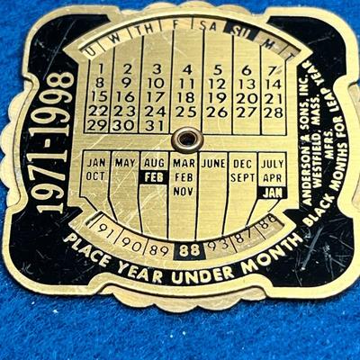 BRASS "PERPETUAL CALENDAR" FOR 1971 THROUGH 1998