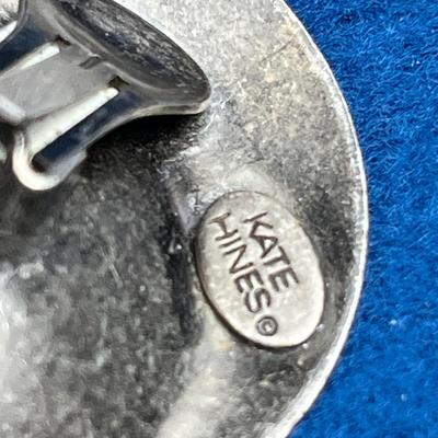 KATE HINES BIG BLUE AND SILVERTONE DANGLY EARRINGS