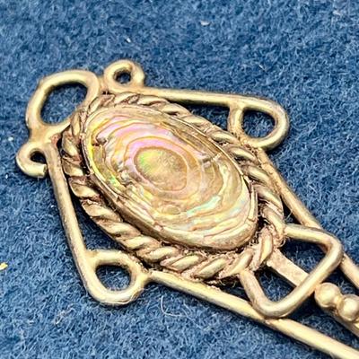 FANCY SILVERTONE TINY SPOON WITH INSET ABALONE