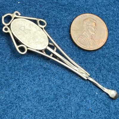FANCY SILVERTONE TINY SPOON WITH INSET ABALONE