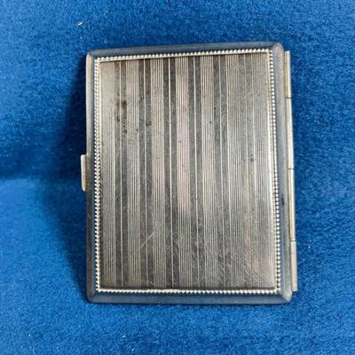 VINTAGE CIGARETTE CASE WITH ETCHING AND ENAMELED "EVESHAM" MEDALLION