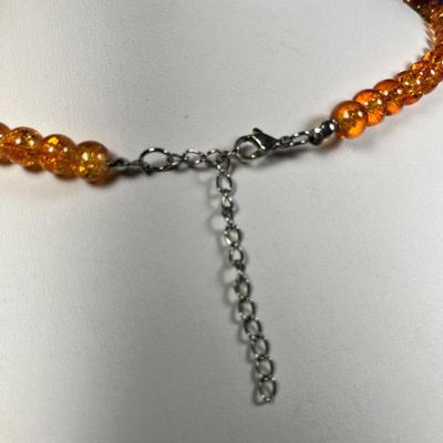 SPARKLY ORANGE GLASS BEAD NECKLACE