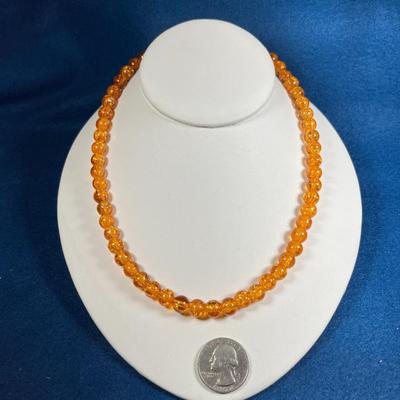 SPARKLY ORANGE GLASS BEAD NECKLACE