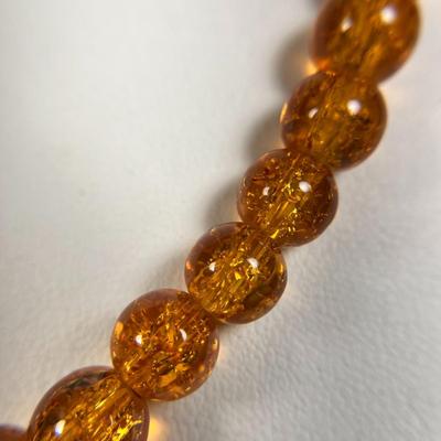 SPARKLY ORANGE GLASS BEAD NECKLACE