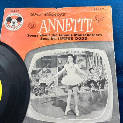 WALT DISNEY'S "ANNETTE" 45 rpm RECORD, OFFICIAL MICKEY MOUSE CLUB