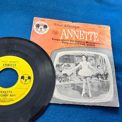 WALT DISNEY'S "ANNETTE" 45 rpm RECORD, OFFICIAL MICKEY MOUSE CLUB
