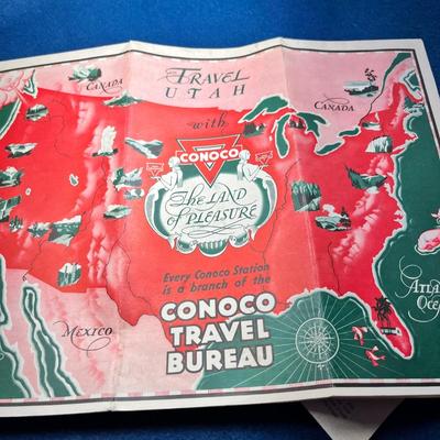 1930's-40's CONOCO U.S. AND UTAH ROAD MAP