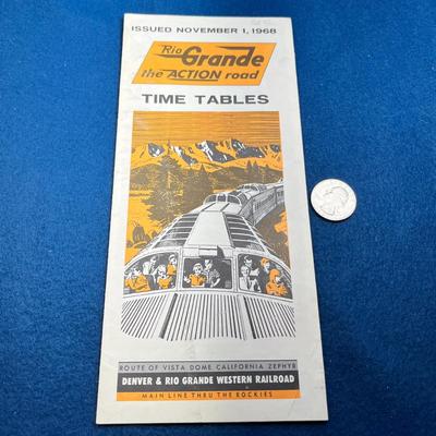 1968 RIO GRANDE RAILROAD TIME TABLE FOR CALIFORNIA ZEPHYR