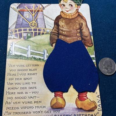 CUTE VINTAGE DUTCH BOY INK BLOTTER WITH FELT PANTS