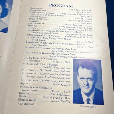 1964 SL COUNTY DEMOCRATIC NOMINATING CONVENTION PROGRAM- LBJ AND FRANK MOSS