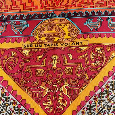 163 Authentic HERMÃˆS Carre 90 Surun Tapis Volant Silk Scarf by Annie Faivre