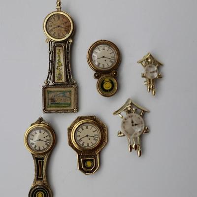 Five Clock Brooches (See Description)
