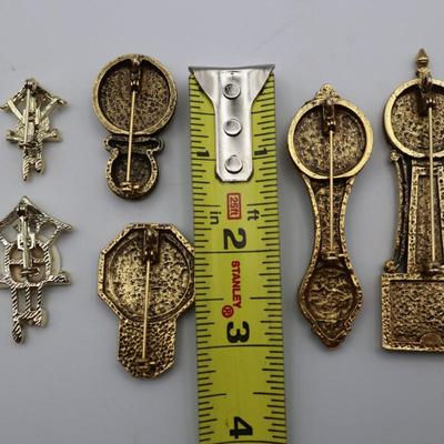 Five Clock Brooches (See Description)