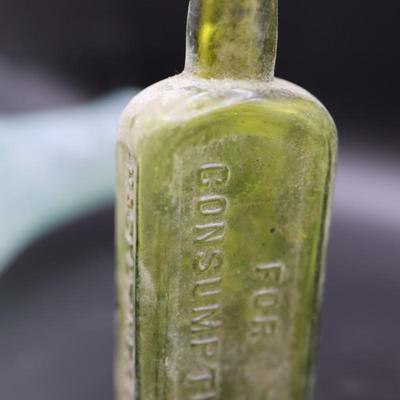 1800s Round Bottom Bottle & Assortment of Antique Bottles