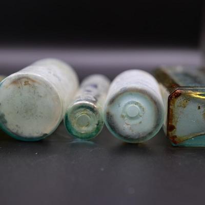1800s Round Bottom Bottle & Assortment of Antique Bottles