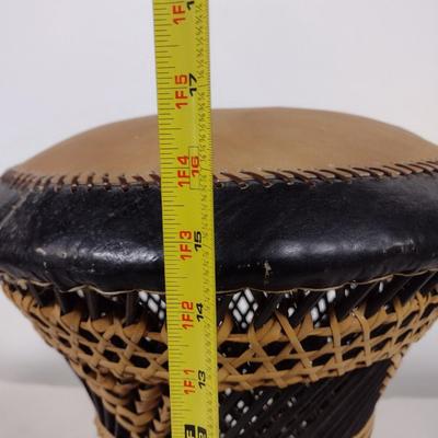 Spun Wicker with Leather Stool