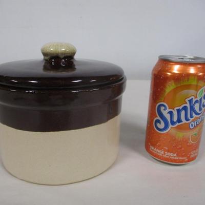 Vintage Pottery Two Tone Bean Crock