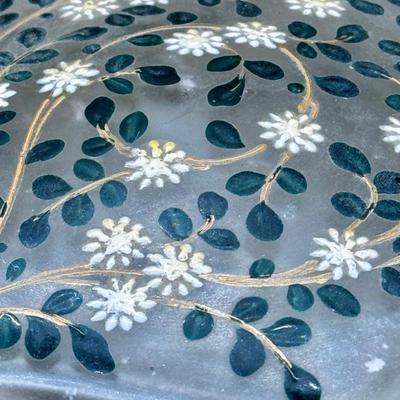 LOT 21 - Antique Satin Glass Floral Painted Trinket Box