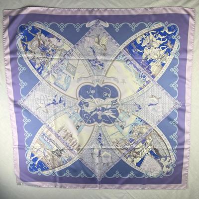 155 Authentic HERMÃˆS Carre 90 Silk Scarf La Vie A Cheval by Laurence Bourthoumieux 2001
