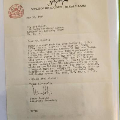 Letter From the Dalai Lama Signed by Secretary