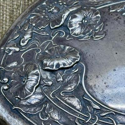 LOT 25 - Antique Repousse Art Nouveau Sterling Silver Hand Mirror