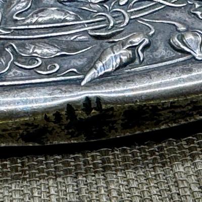 LOT 25 - Antique Repousse Art Nouveau Sterling Silver Hand Mirror