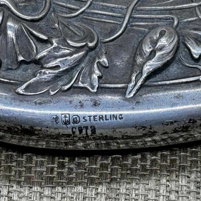 LOT 25 - Antique Repousse Art Nouveau Sterling Silver Hand Mirror
