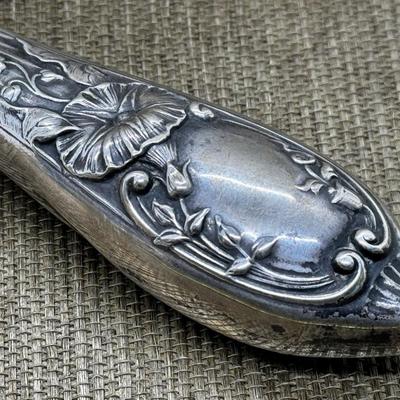LOT 25 - Antique Repousse Art Nouveau Sterling Silver Hand Mirror