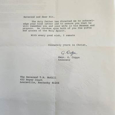 Correspondence from the Vatican