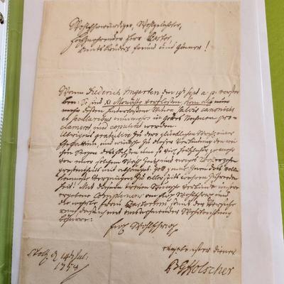 1758 (?) Letter Found in Family Bible