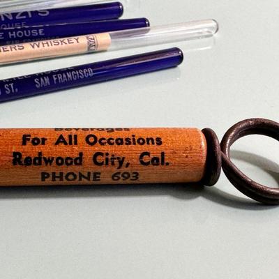 LOT 26 - Advertising Barware Stirrers Wine Opener San Francisco