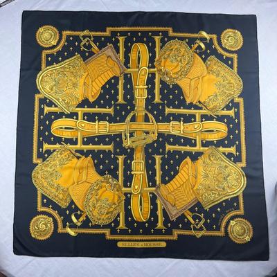 168 Authentic HERMÃˆS Carre 90 Silk Scarf Selles A House by Christiane Vauzelles 1968