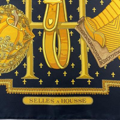 168 Authentic HERMÃˆS Carre 90 Silk Scarf Selles A House by Christiane Vauzelles 1968