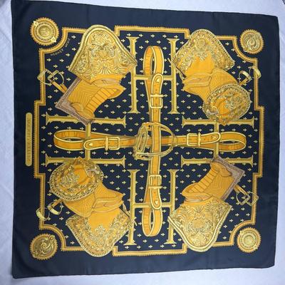 168 Authentic HERMÃˆS Carre 90 Silk Scarf Selles A House by Christiane Vauzelles 1968