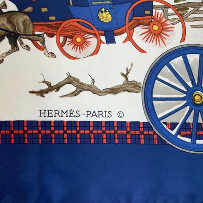 169 Authentic HERMÃˆS Carre 90 Silk Scarf L'Hiver En Post by Philippe Ledoux 1975