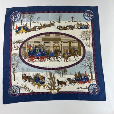 169 Authentic HERMÃˆS Carre 90 Silk Scarf L'Hiver En Post by Philippe Ledoux 1975