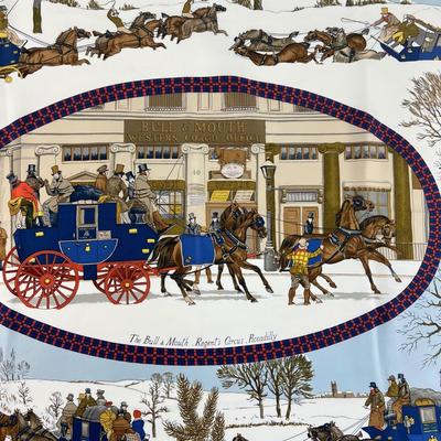 169 Authentic HERMÃˆS Carre 90 Silk Scarf L'Hiver En Post by Philippe Ledoux 1975